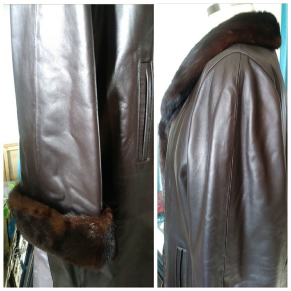Leather & Mink Trim Coat - Picture 5 of 9